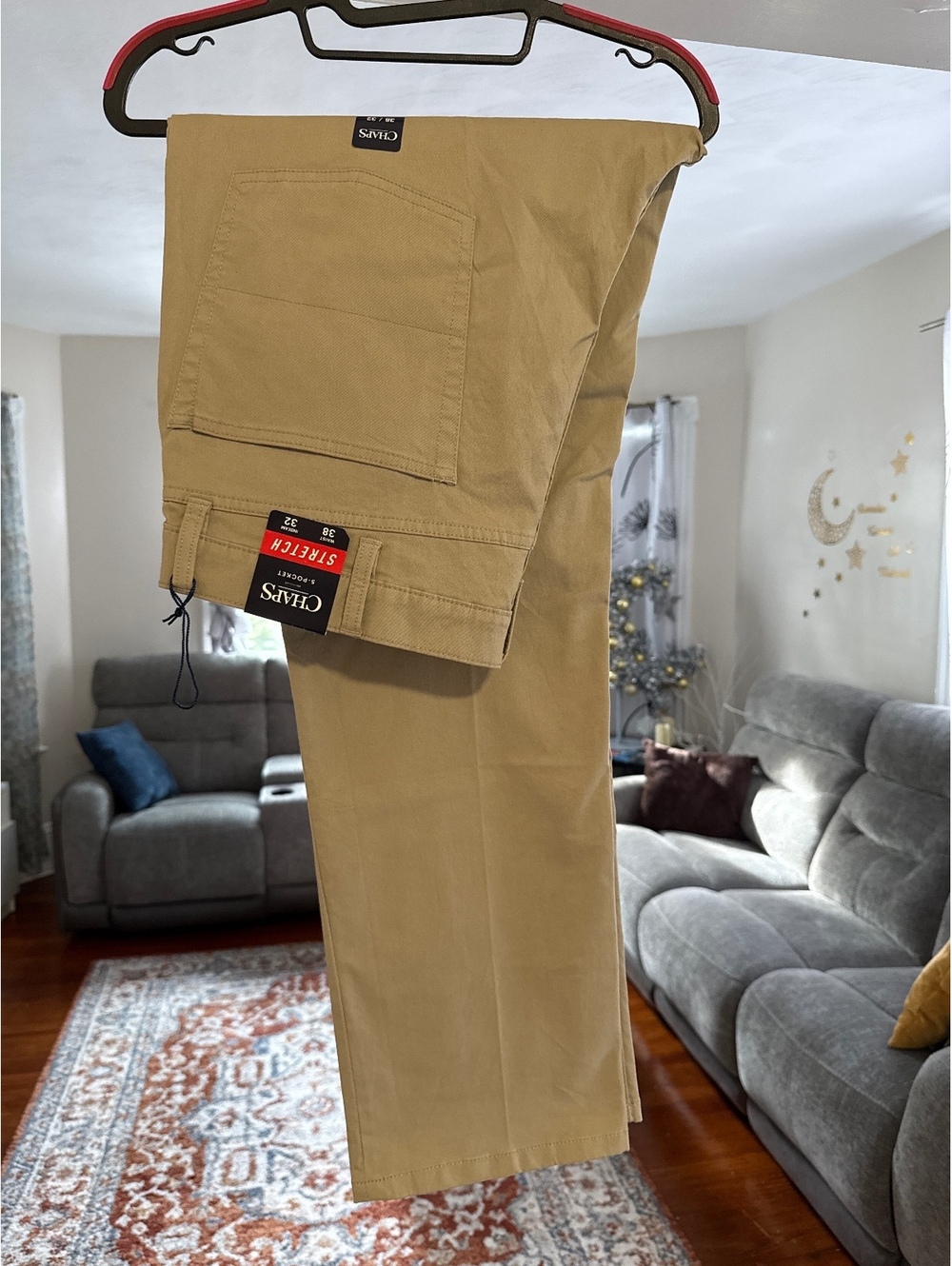 Chaps Men's Straight Khaki Pants, Size 38x32, New with Tag